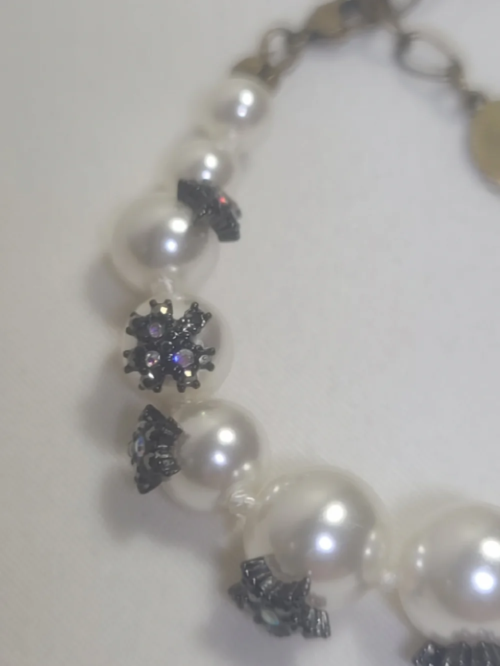 Faux Pearl Designer Star Burst Rhinestones Bracelet